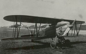 Russell Maughan and the PW-8 he flew across the United States.